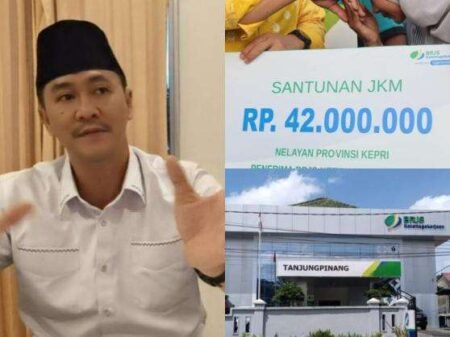 Kepala Kantor Cabang BPJS Ketenagakerjaan Tanjungpinang Iwan Kurniawan, terkait penyaluran Santunan Kematian Rp.42 Juta ke Ahli Waris Nelayan di Anambas, Minggu (12/04/2026)