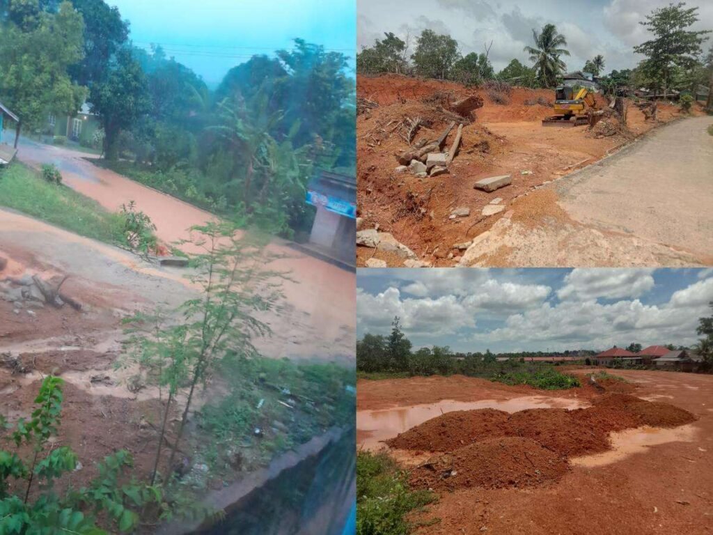 - Lokasi tempat pemotongan dan pengerukan tanah - Lokasi tempat penimbunan tanah - Jalan tergenang lumpur bila hujan