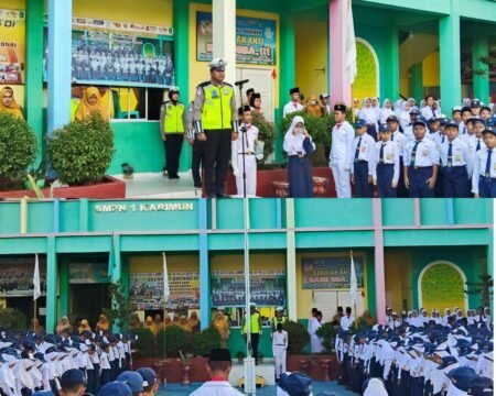 Satlantas Polres Karimun Edukasi Ratusan Siswa SMPN 1 Karimun, Tanamkan Disiplin Sejak Dini