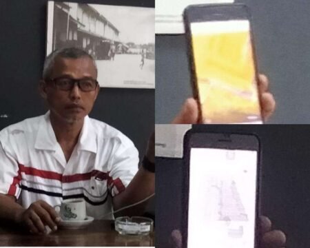 Andi Cori Patahuddin saat menunjukkan salah satu foto dokumen kepada sejumlah awak media, terkait personal di Perusahaan Kristal Abadi, Rabu (29/04/2026)