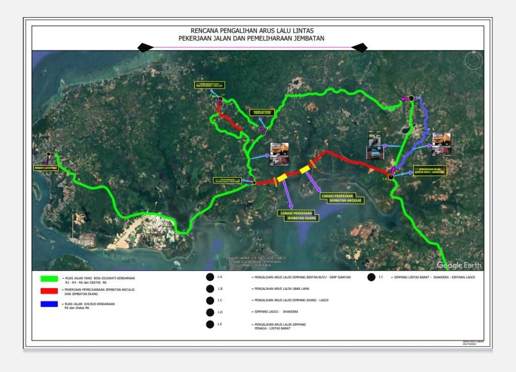 Perbaikan Jalan dan Pemeliharaan Jembatan Ekang - Anculai, Arus Ruas Jalan Dialihkan Mulai 29 April - Akhir Agustus