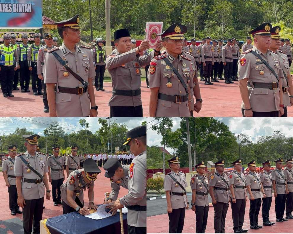 Polres Bintan Gelar Sertijab PJU, AKP Zulilham Jabat Kapolsek Bintan Utara Gantikan Kompol Nurman Polres Bintan saat Gelar Sertijab PJU, AKP Zulilham Jabat Kapolsek Bintan Utara Gantikan Kompol Nurman, Rabu (13/05/2026)