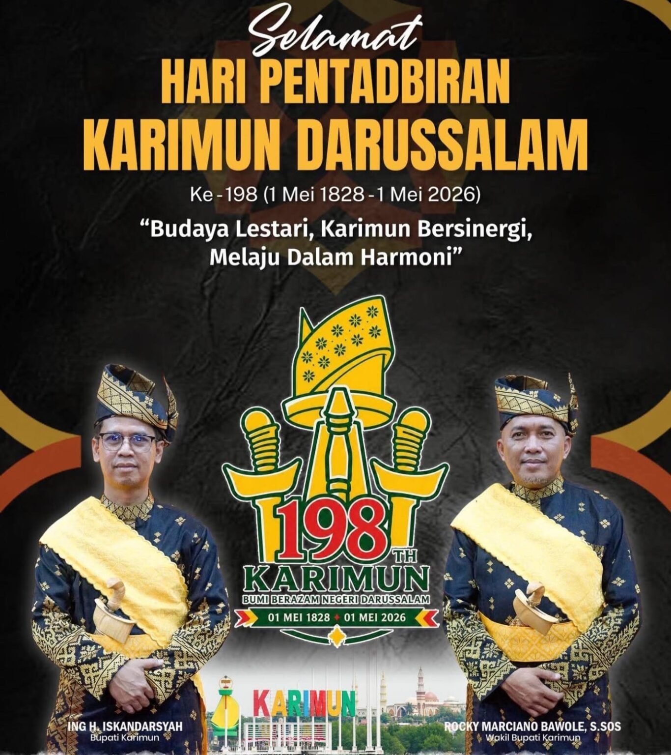 Spanduk Peringati Hari Pentadbiran ke-198 di Kabupaten Karimun