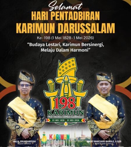 Spanduk Peringati Hari Pentadbiran ke-198 di Kabupaten Karimun