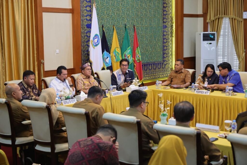 Gubernur Kepri Ansar Ahmad bersama Gubernur Nusa Tenggara Timur Emanuel Melkiades Laka Lena dalam pertemuan berlangsung di Gedung Daerah, Tanjungpinang, Senin (11/5