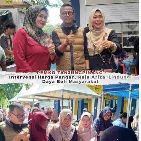 Wakil Wali Kota Tanjungpinang Raja Ariza didampingi Kepala Disdagin Tanjungpinang Rianny menghadiri Operasi Pasar dalam menyambut Hari Raya Iduladha 1447 H di Halaman Gedung Tengku Mandak