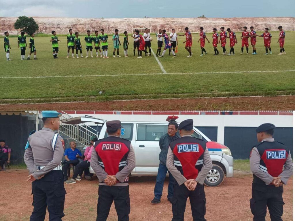 Pengamanan Kejuaraan Sepak Bola Gala Siswa Indonesia (GSI) Jenjang SMP Kota Tanjungpinang Tahun 2026 yang berlangsung di Gelora Sri Tri Buana, Pulau Dompak, Rabu (10/6/2026).