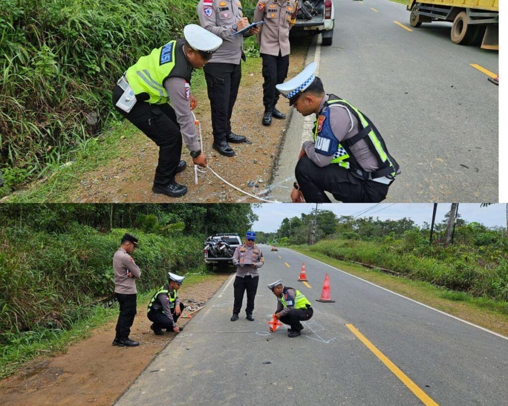 Kecelakaan Maut Kembali Terjadi di Kabupaten Bintan Petugas Satlantas Polres Bintan saat melakukan olah TKP kecelakaan maut, Selasa (16/06/2026)