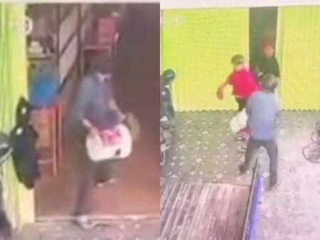 Foto screenshot rekaman CCTV kejadian dugaan perbuatan penganiayaan yang dilakukan pelaku di depan Ruko, tempat usaha korban di jalan MT Haryono, Kelurahan Tanjung Unggat, Kecamatan Bukit Bestari, Kota Tanjungpinang.