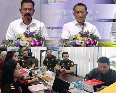 Kepala Kejaksaan Negeri (Kajari) Karimun, Dr. Denny Wicaksono, bersama jajaran mengikuti kegiatan Video Conference yang membahas Refleksi Semester I Implementasi KUHP dan KUHAP Baru,".