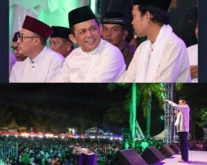 Gubernur Kepri Ansar Ahmad bersama Ustaz Abdul Somad di kegiatan Tanjungpinang Bermunajat digelar di Lapangan Pamedan Tanjungpinang, Kamis (25/6/2026) malam (ft.Diskominfo)