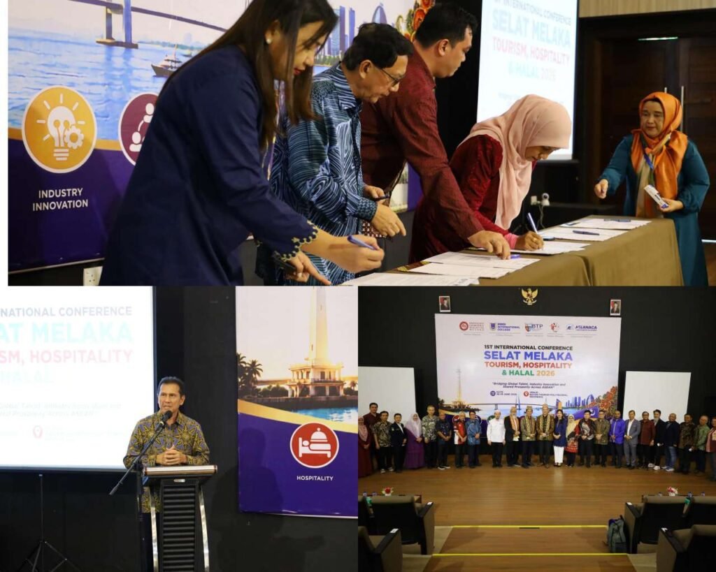 Ketua Dewan Pembina Yayasan Vitka, Dr.H.Asman Abnur SE M.Si menyampaikan sambutan, Penandatanganan kerja sama dengan Karang Taruna Kota Batam serta Kantor Perwakilan (Penwil/KP) Halal Center Cendekia Muslim (HCCM) Kepri, Foto bersama BTP Universitas Geomatika Malaysia-Malaka dan undangan