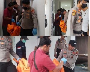 Petugas Kepolisian dan tim inafis Satreskrim Polresta Tanjungpinang saat lakukan evakuasi jasad Frenky (31) yang sudah mengeluarkan aroma busuk dari dalam di dalam kamar kos-kosan di Kompleks Ramayana Mall, Jalan Wiratno, Kota Tanjungpinang, Kamis (23/07/2026)
