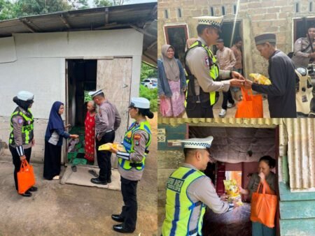 Jumat Berkah, Satlantas Polresta Tanjungpinang Bagikan Tali Asih dan Edukasi Keselamatan Berlalu Lintas ke Masyarakat