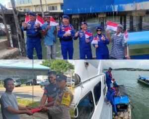 Semarak HUT RI Ke-81, Polresta Tanjungpinang Bagikan Ribuan Bendera Merah Putih ke Masyarakat