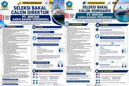 Pemkab Bintan Cari Calon Komisaris dan Direktur BUMD PT. Bintan Karya Bahari (Perseroda)