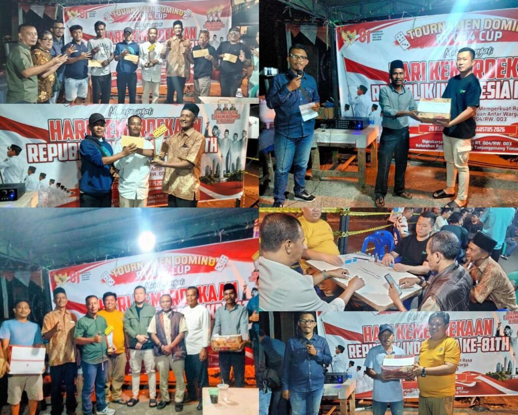 Turnamen Domino Piala Bergilir RT.04/RW.03 Kelurahan Batu IX Tanjungpinang Timur Sukses dan Lancar, Dalam Rangka Memeriahkan HUT RI ke-81 Rangkaian kegiatan penutupan turnamen domino antar warga di lingkungan kawasan RT.04/RW.03 Kelurahan Batu IX membuka turnamen domino, Sabtu (22/08/2026) malam