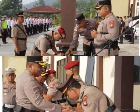 Upacara Serah Terima Jabatan (Sertijab) Kasat Reskrim dan Pelantikan Kasikum Polres Kepulauan Anambas, Senin (24/08/2026).