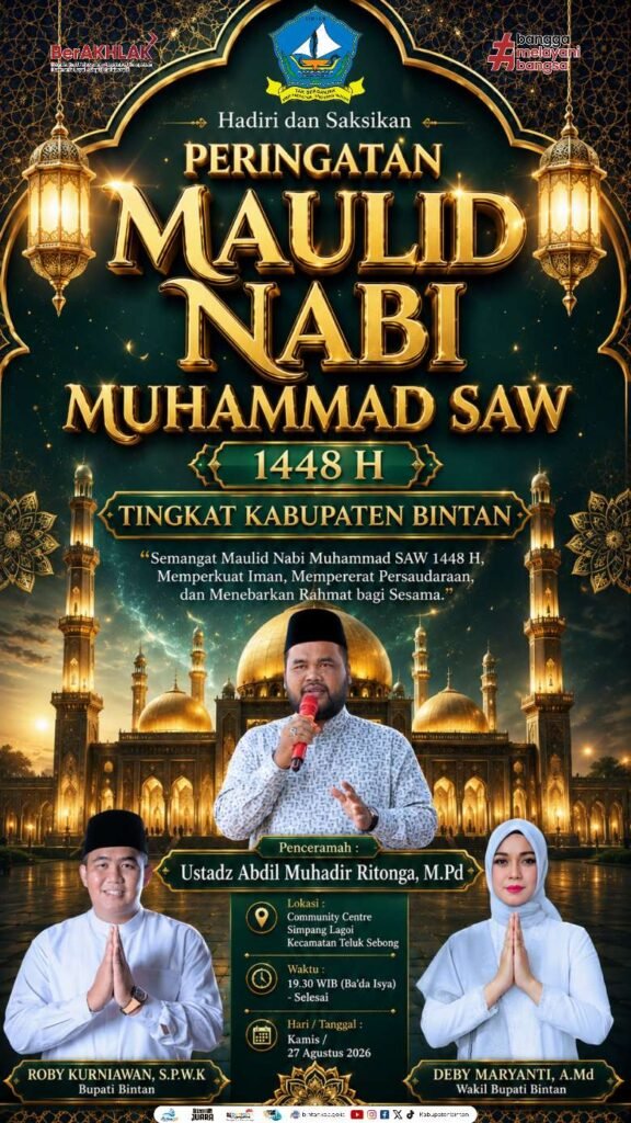 Pemkab Bintan Ajak Masyarakat Hadiri Peringatan Maulid Nabi 1448 H di Community Centre Teluk Sebong