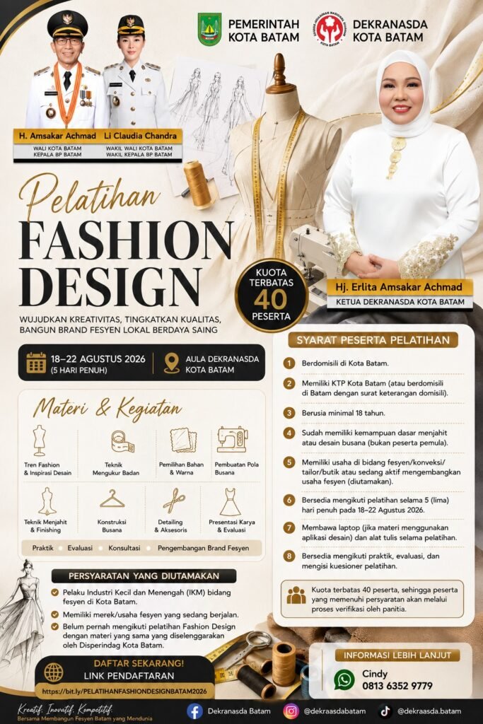 Dekranasda Batam Adakan Pelatihan Fashion Design, Dorong Pelaku Fesyen Lokal Naik Kelas
