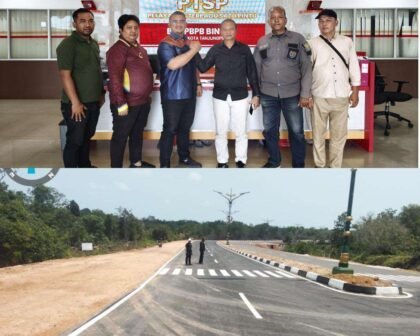 Kepala BP KPBPB Tanjungpinang Cokky Wijaya Saputra bersama Ketua DPD LAKI Kepri Daniel Humendru.-Jalan jalur 2 Senggarang yang menghubungkan pelabuhan Tanjung Geliga