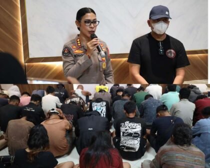Kabid Humas Polda Kepri Kombes Pol. Dr. Nona Pricillia Ohei, S.I.K., S.H., M.H., dalam kegiatan doorstop di Lobby Mapolda Kepri, terkait diamankanya 114 orang dalam kegiatan razia yang di di kawasan Kampung Madani, Kelurahan Muka Kuning, Kecamatan Sei Beduk, Kota Batam,"Minggu (06/09/2026).